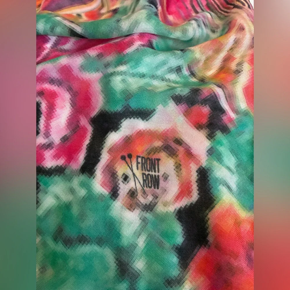 Front Row Multicolor Silky feel Scarf 27” x 80” beautiful colors. Vibrant.